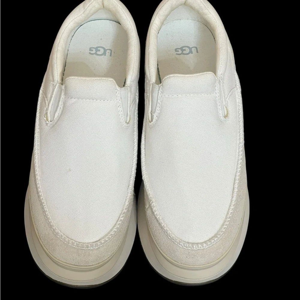 Ugg Marin Slip On Platform  Cream Canvas Shoes size‎ 9.5